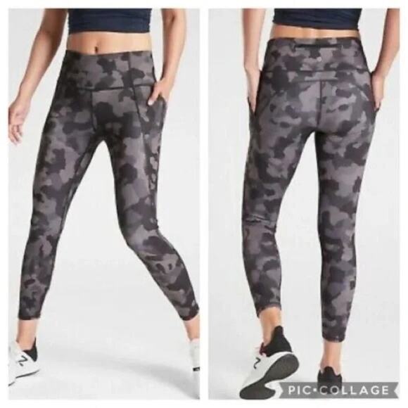 Athleta Women's Lightning Camo 7/8 Tight Leggings Pull-On Gray/Black Size S - Picture 1 of 6